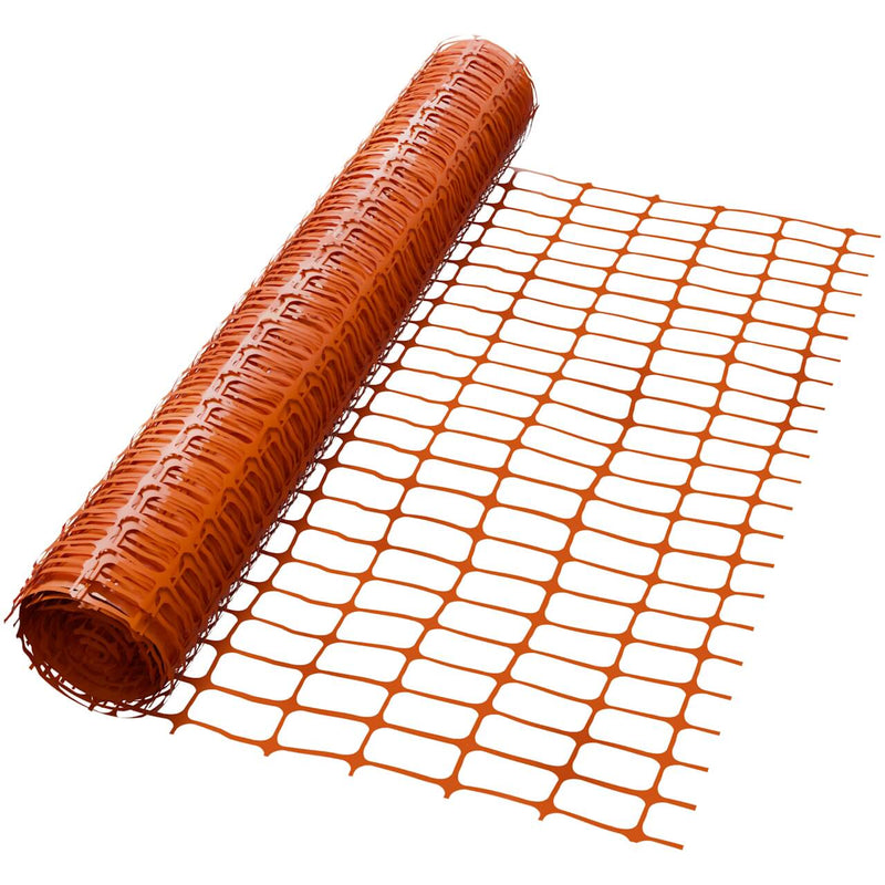 Durable orange barrier fencing mesh, 1m x 50m, for secure site perimeters.