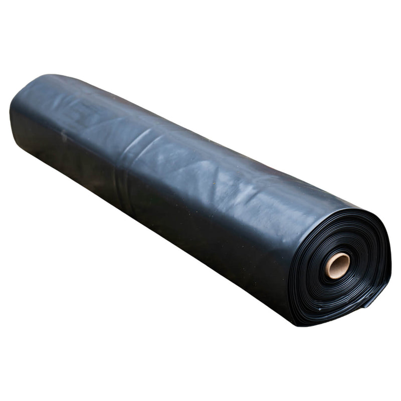 Black polythene Damp Proof Membrane for construction moisture barrier.