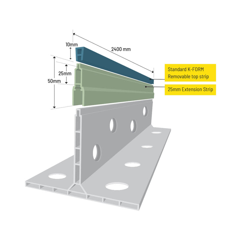 K-FORM 25mm Extension Strip for easy height adjustment in concrete formwork