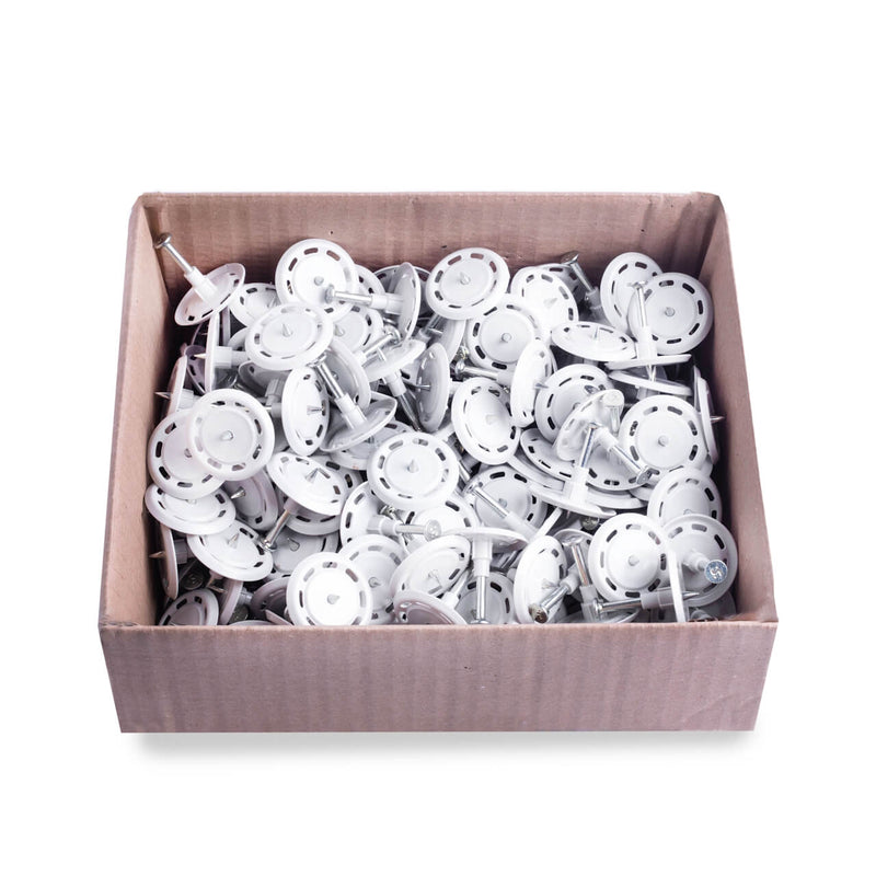 200-pack box of soft washer fixings for bulk installation