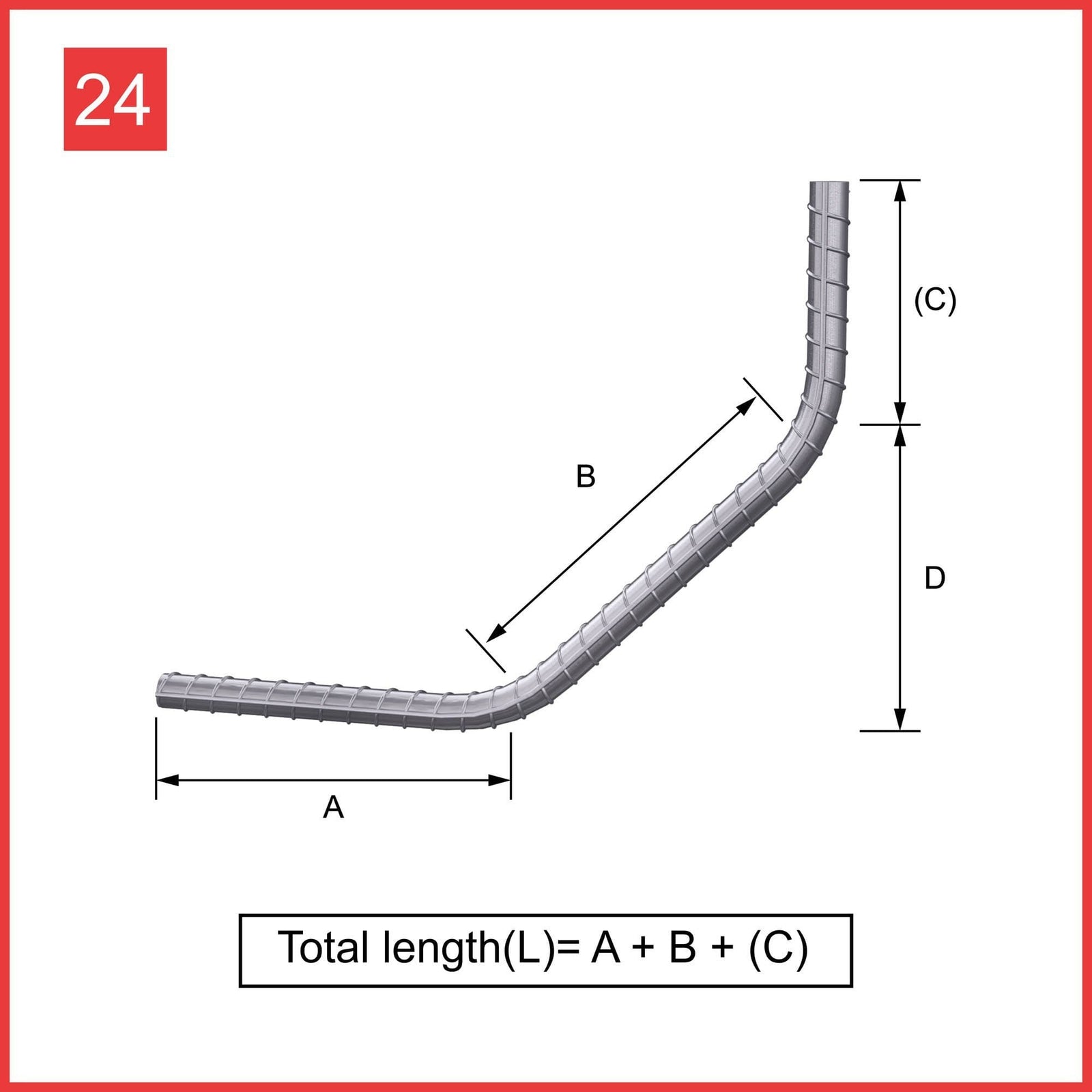 Shape Cod 38 Custom Cut & Bent Rebar - Shape Code 24